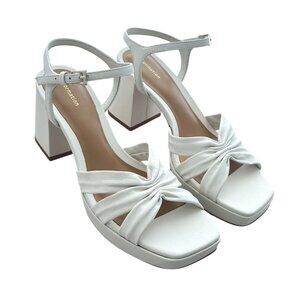 Reformation Maize Platform Leather Sandal in White